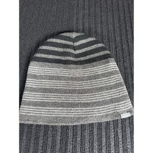 Subaru Mens Striped Knit Beanie Hat Gray Black Winter Cap